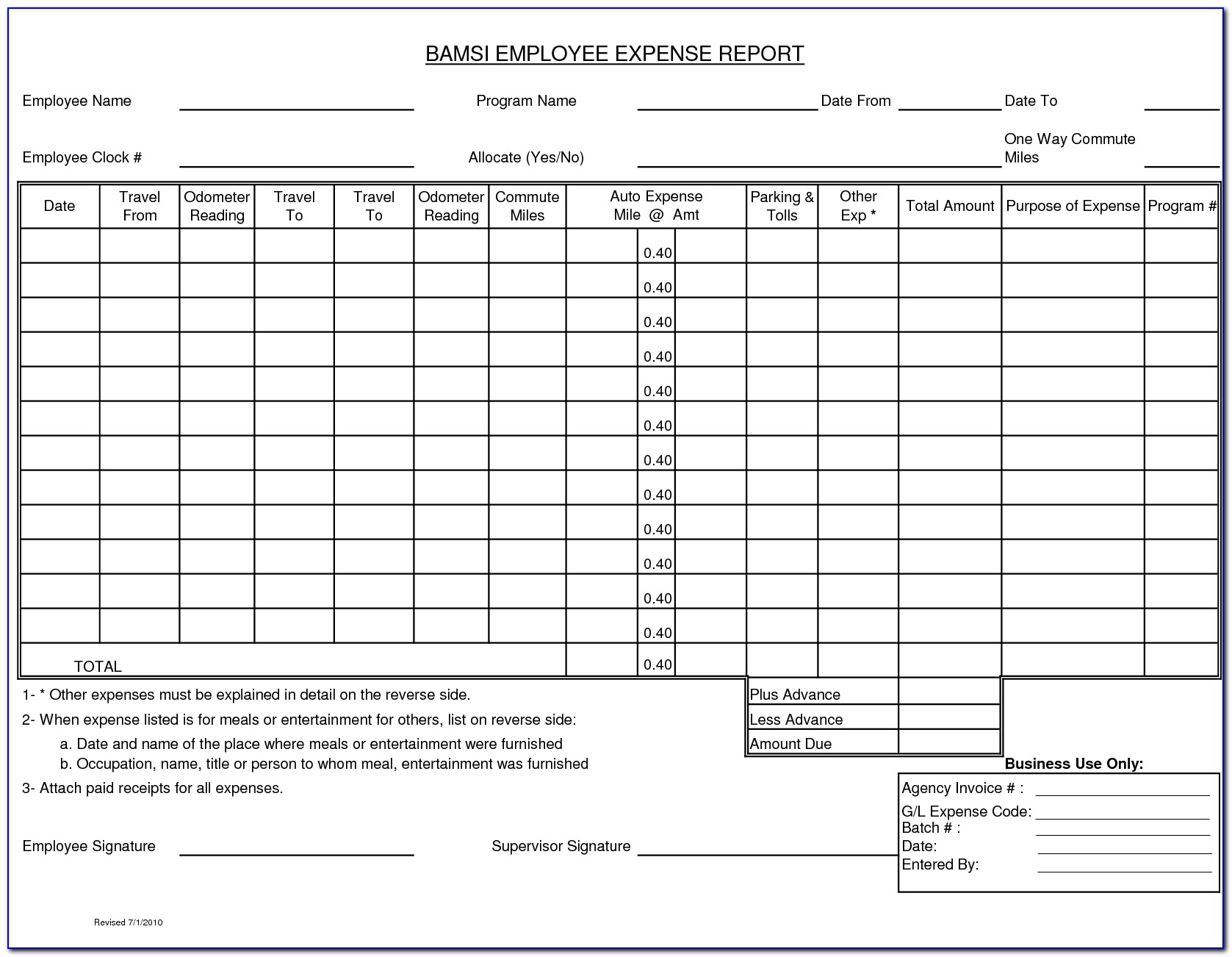 Free Expense Report Template For Small Business