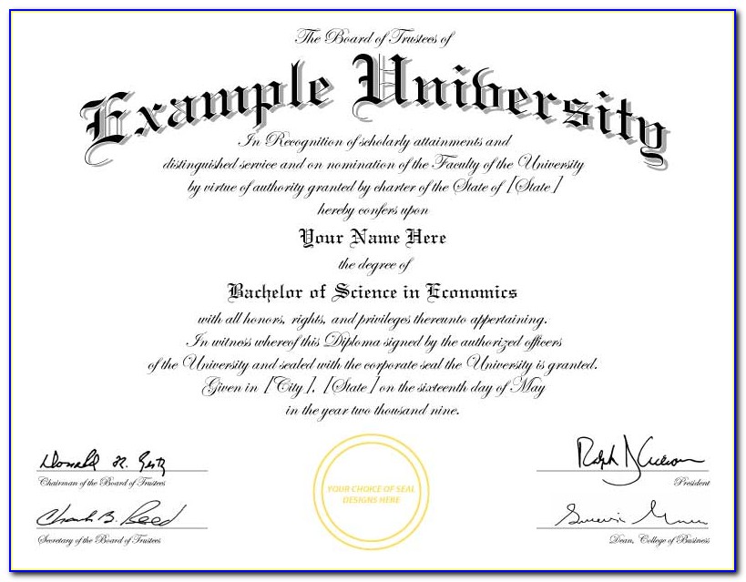 Free Fake College Diploma Template