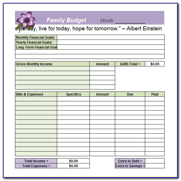 Free Family Budget Templates Excel