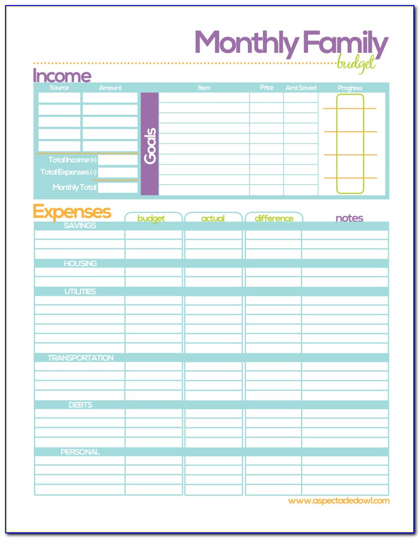 Free Family Home Budget Template