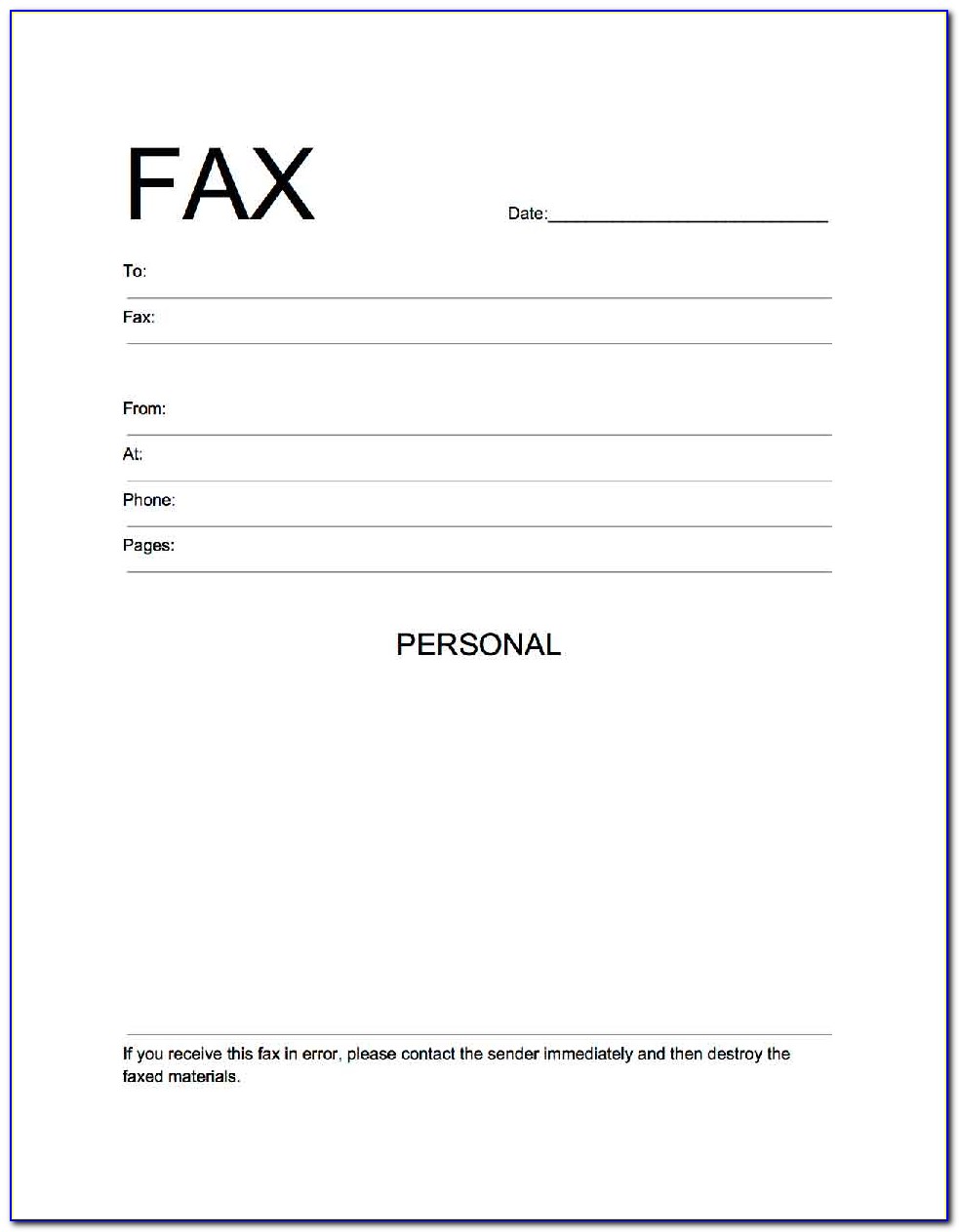 Free Fax Template For Pages