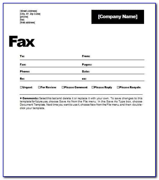 Free Fax Template Pdf