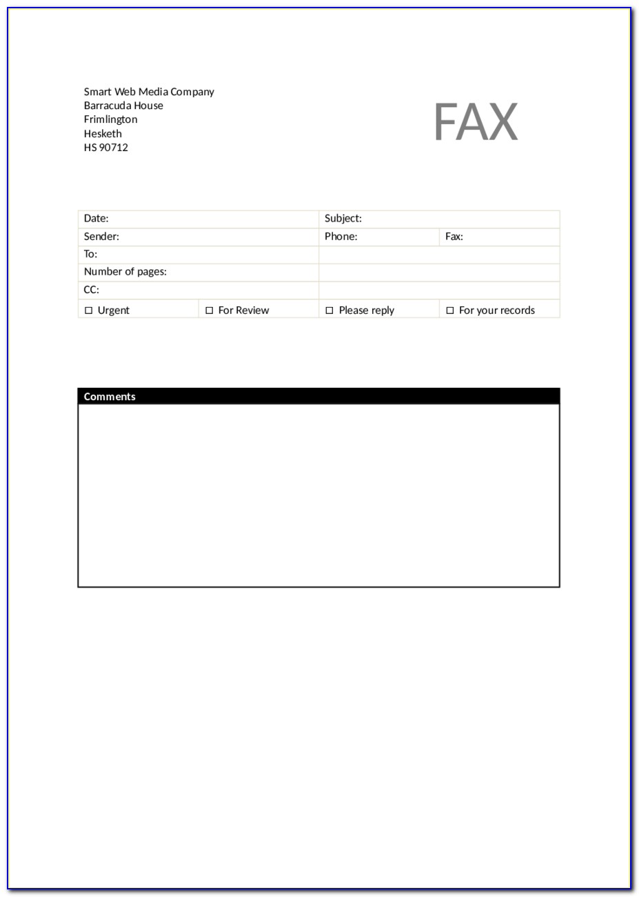 Free Fax Template Printable