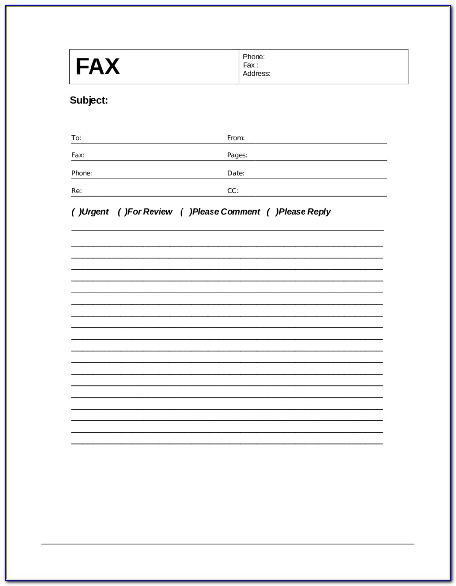 Free Fax Templates For Word