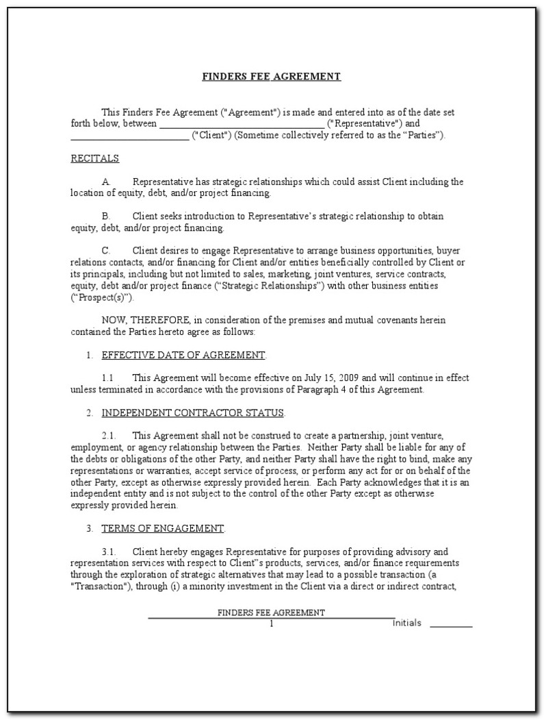 Free Finders Fee Agreement Template