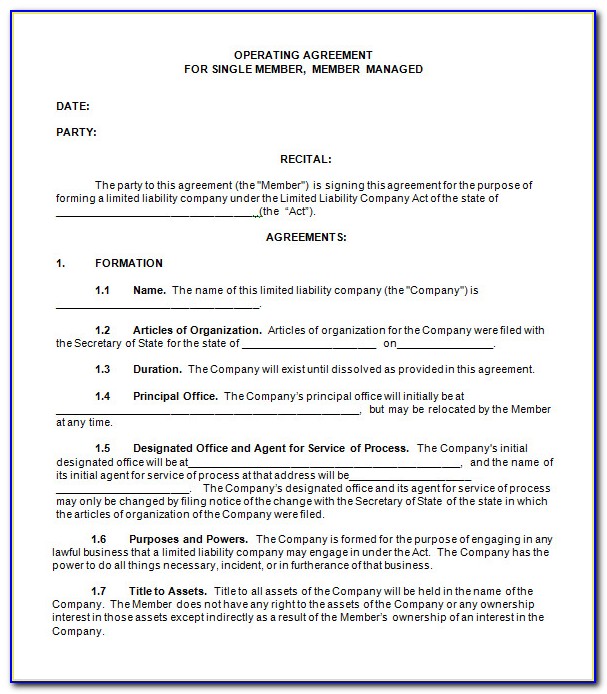Free Florida Llc Operating Agreement Template