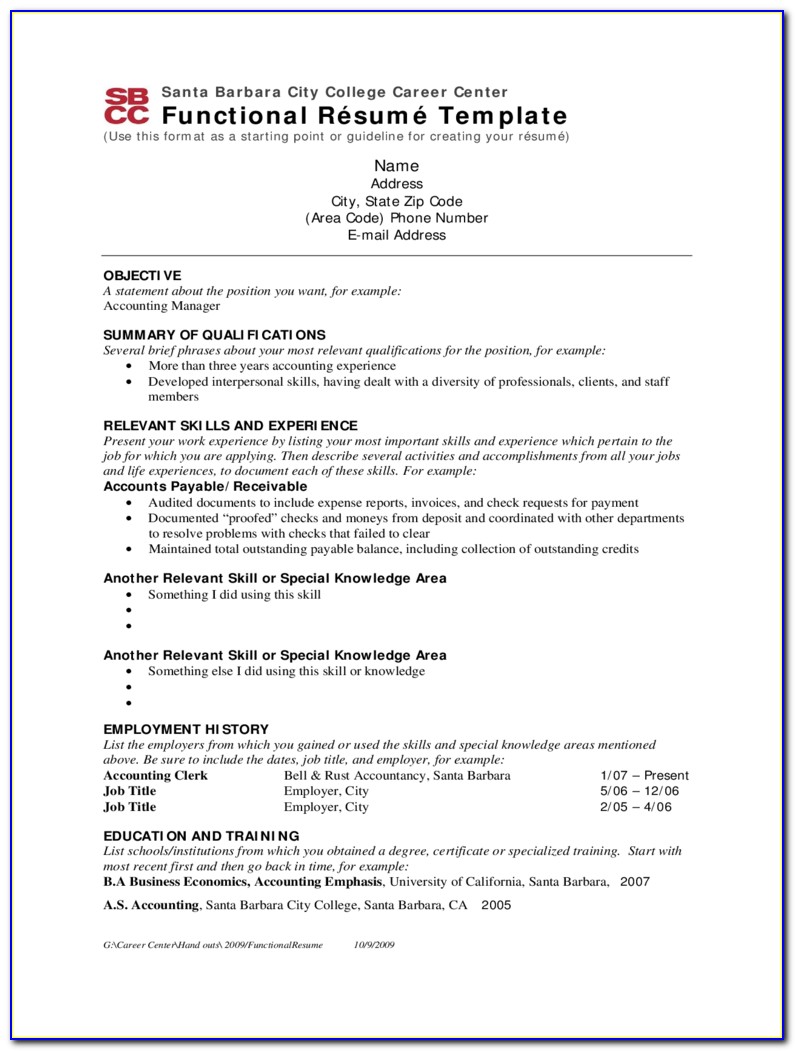 Free Functional Resume Template Download