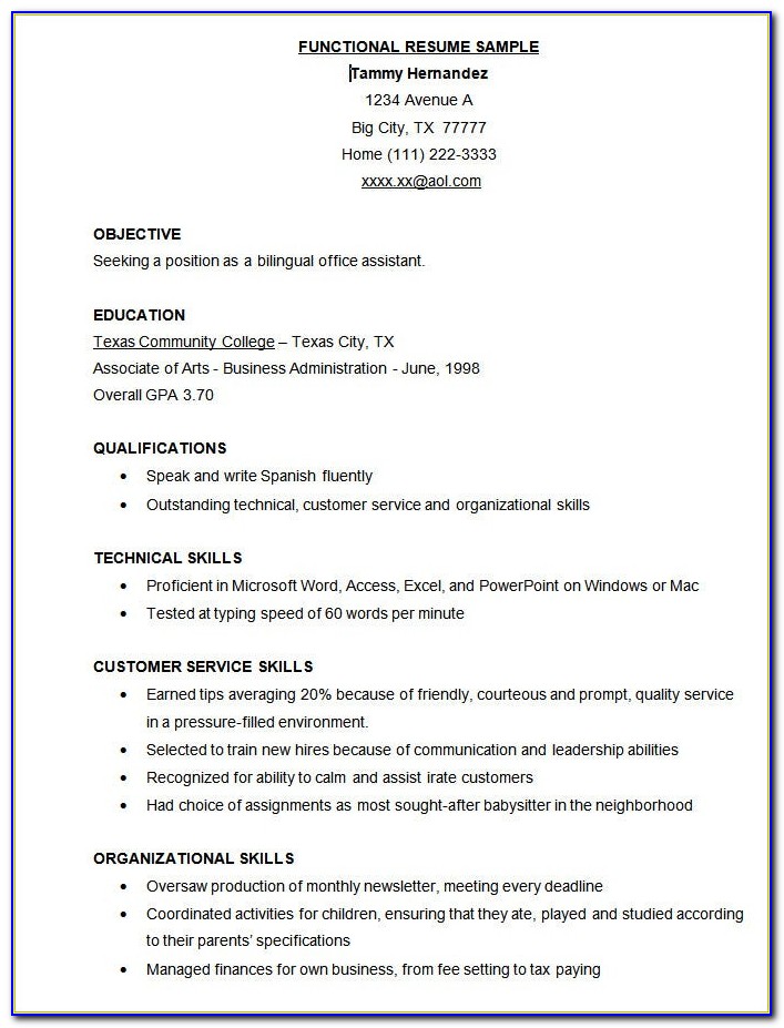 Free Functional Resume Templates Online