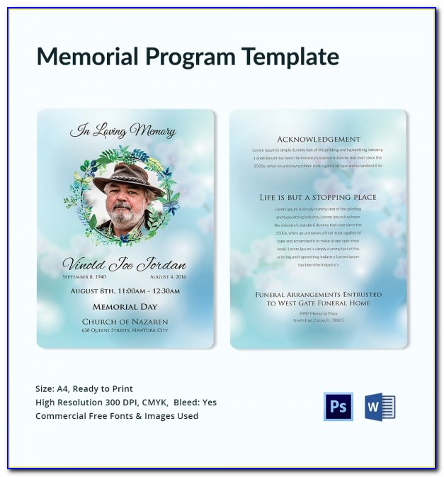 Free Funeral Order Of Service Booklet Template