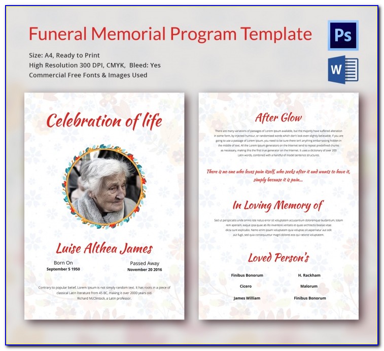 Free Funeral Program Template Photoshop
