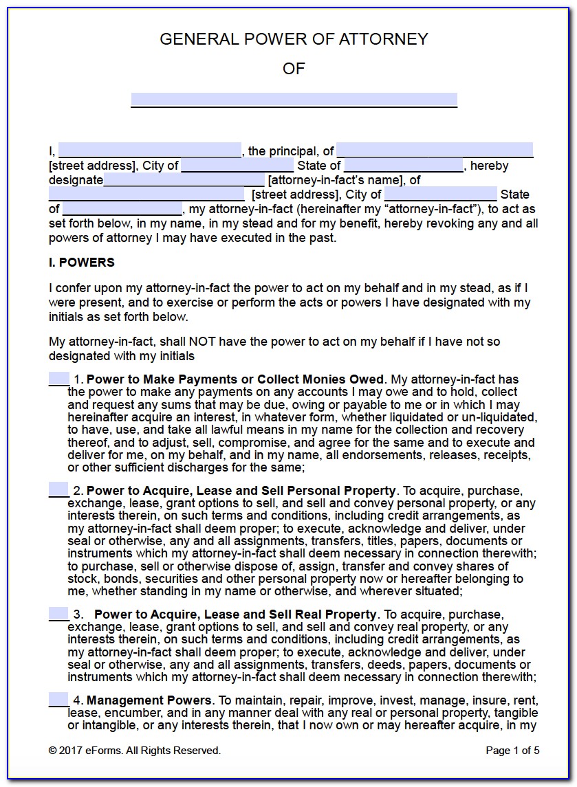 Free General Power Of Attorney Form In Spanish
