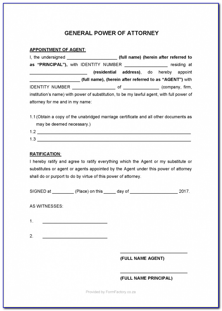 Free General Power Of Attorney Form Ontario