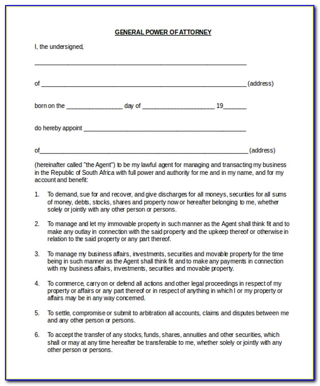 Free General Power Of Attorney Form Pdf