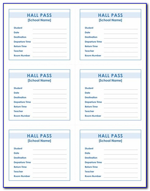 Free Hall Pass Templates For Teachers