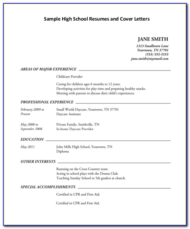 Free High School Student Resume Examples