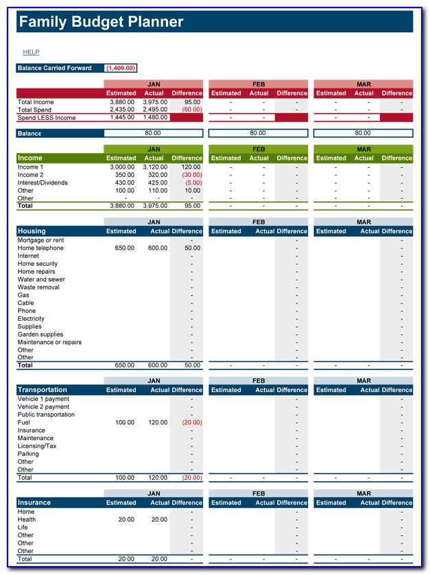 Free Home Budget Worksheets Printable