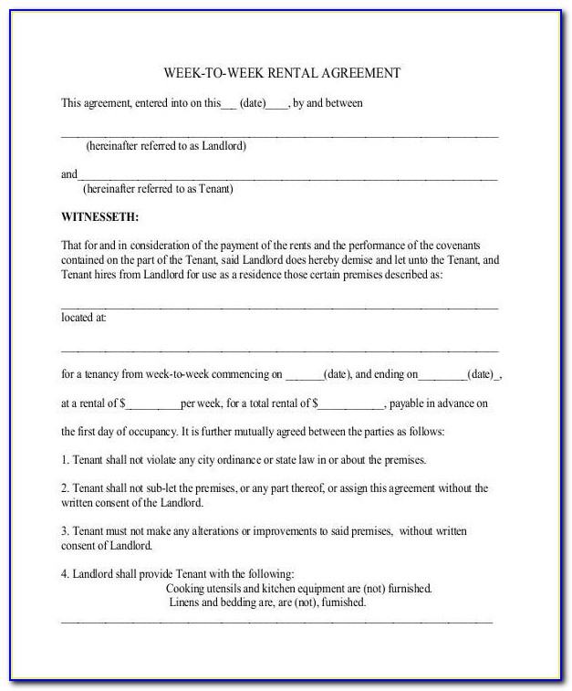 Free House Rental Agreement Word Format