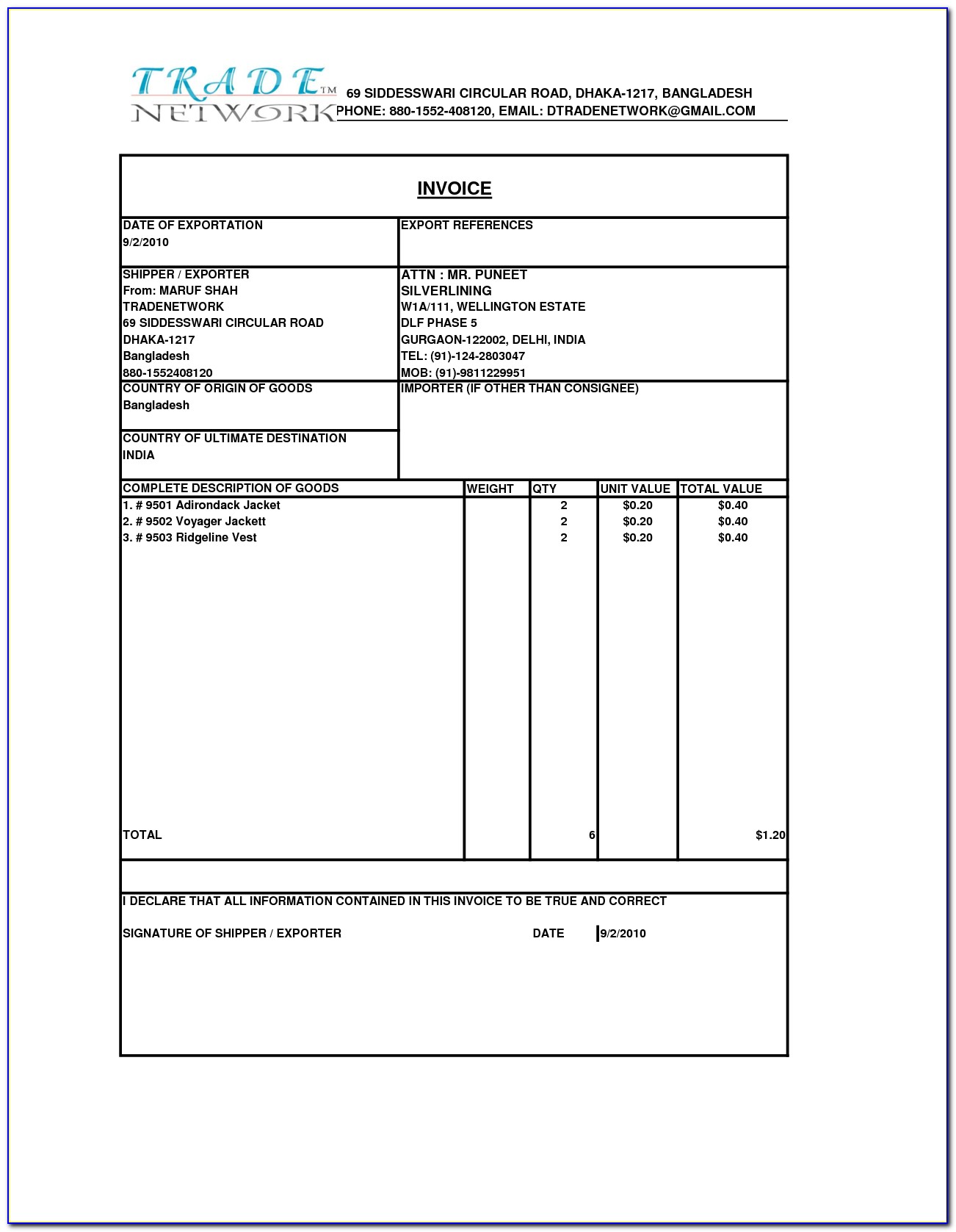 Free Invoice Layout Template