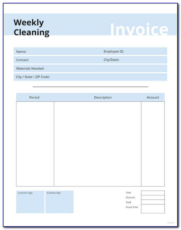 Free Invoice Template Cleaning Business