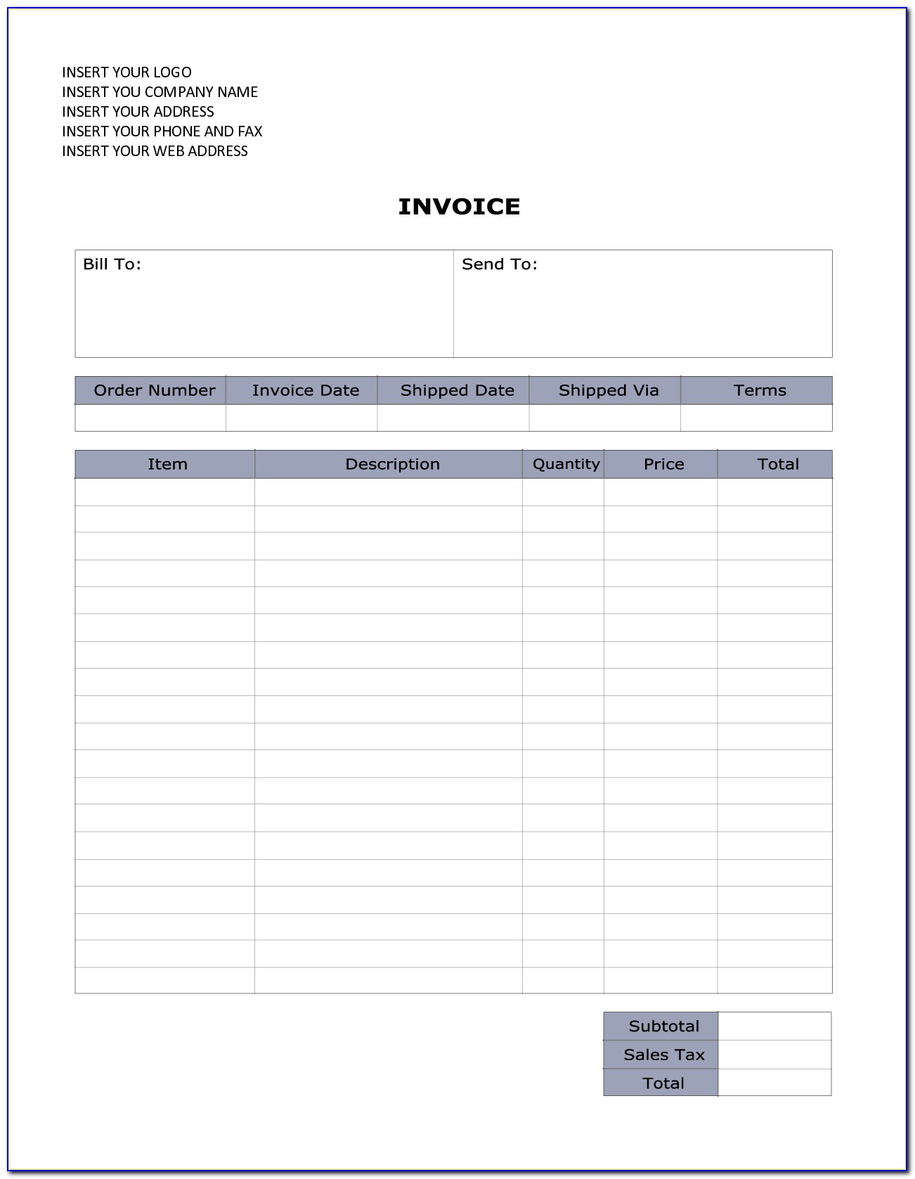 Free Invoice Template Download For Mac