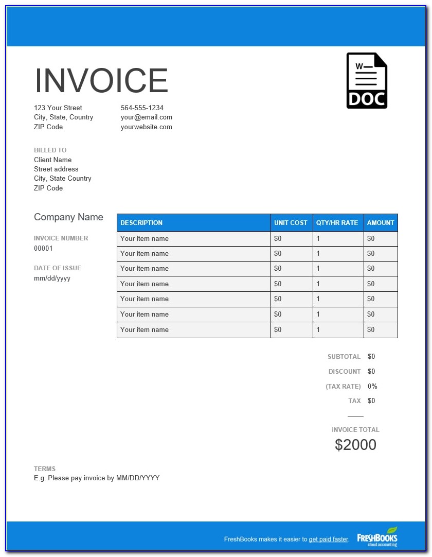 Free Invoice Template For Mac Uk