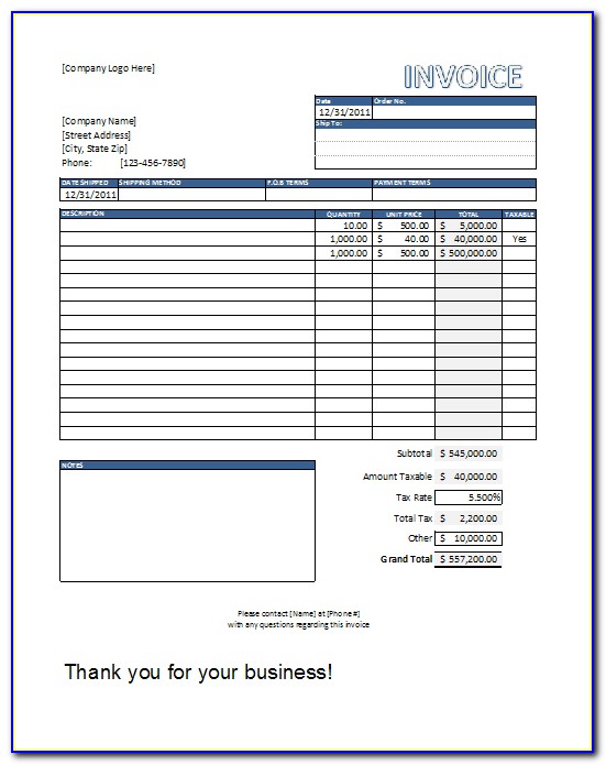 Free Invoice Template For Macbook Air