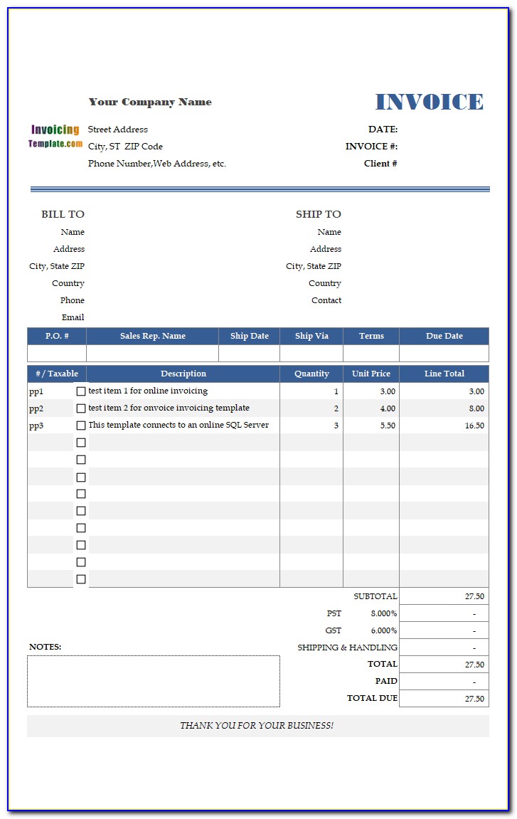 Free Invoice Template For Microsoft Word