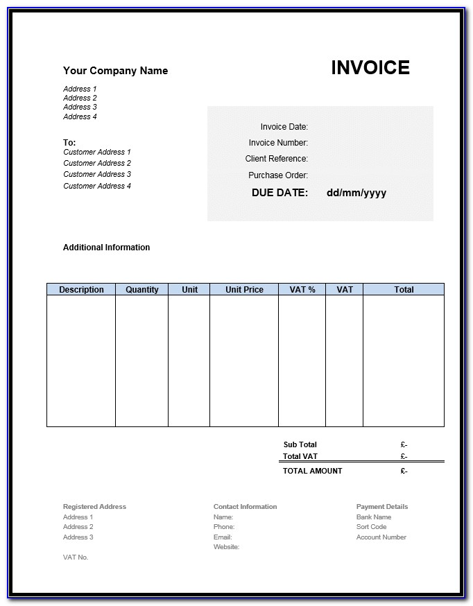 Free Invoice Template Word South Africa