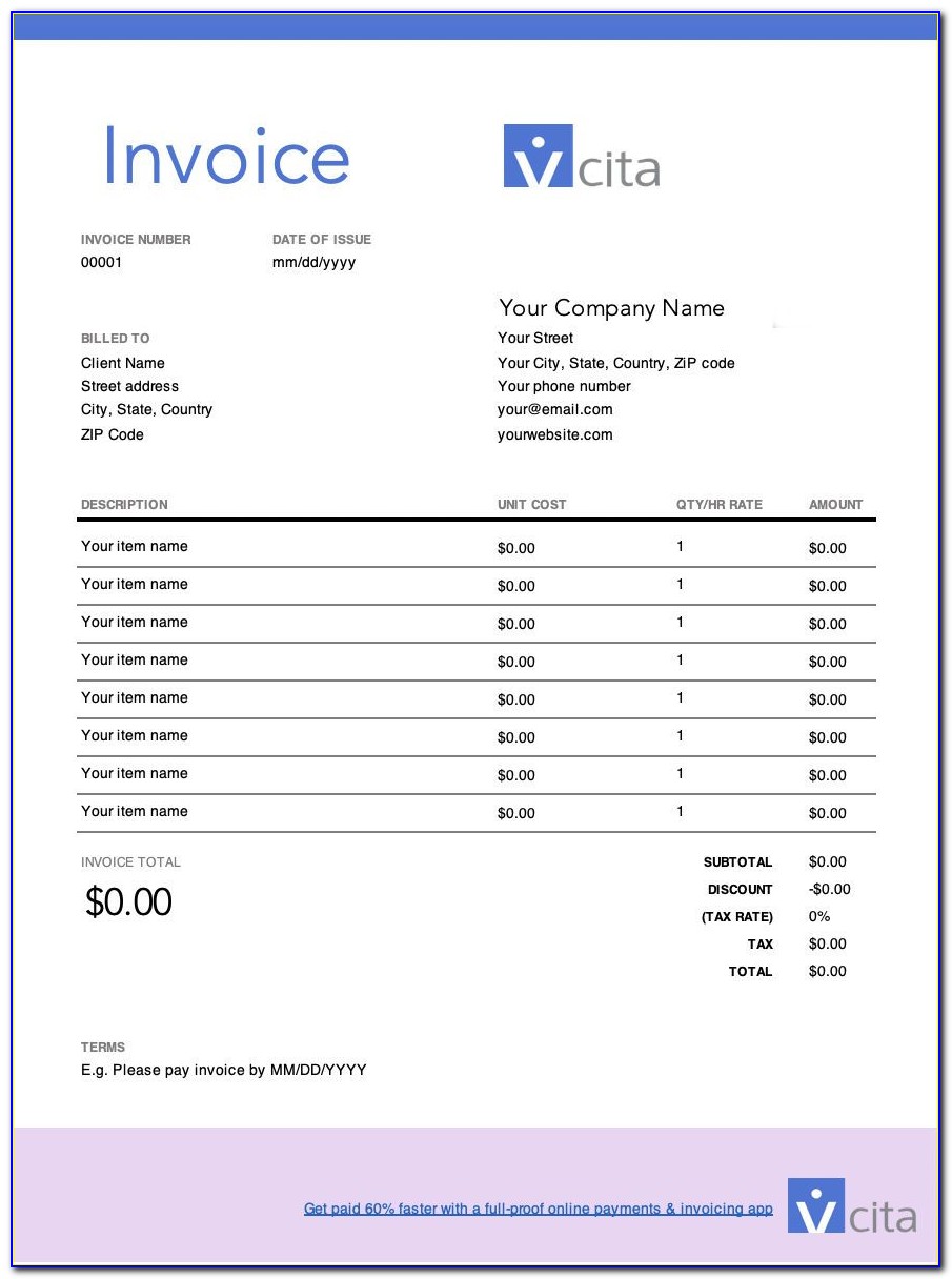 Free Invoice Templates Printable