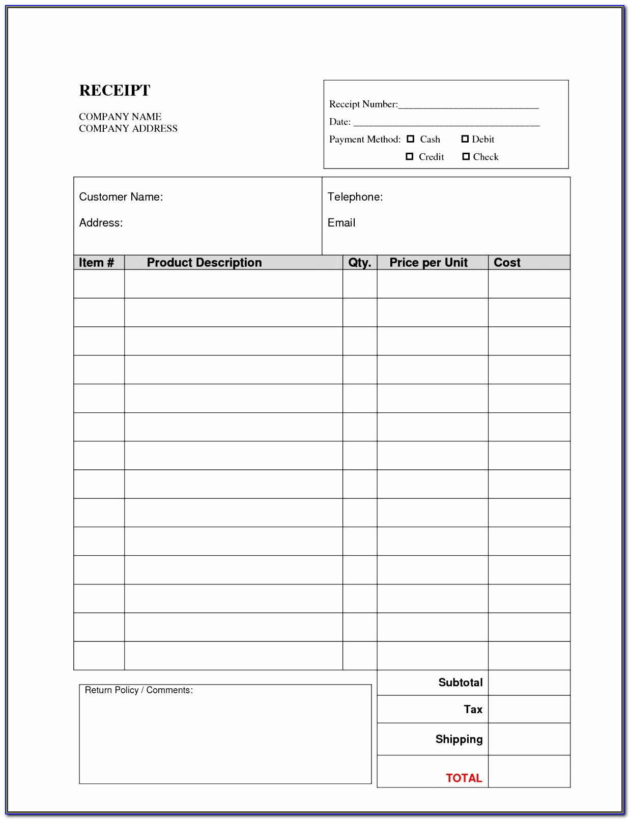 Free Invoices Templates Word