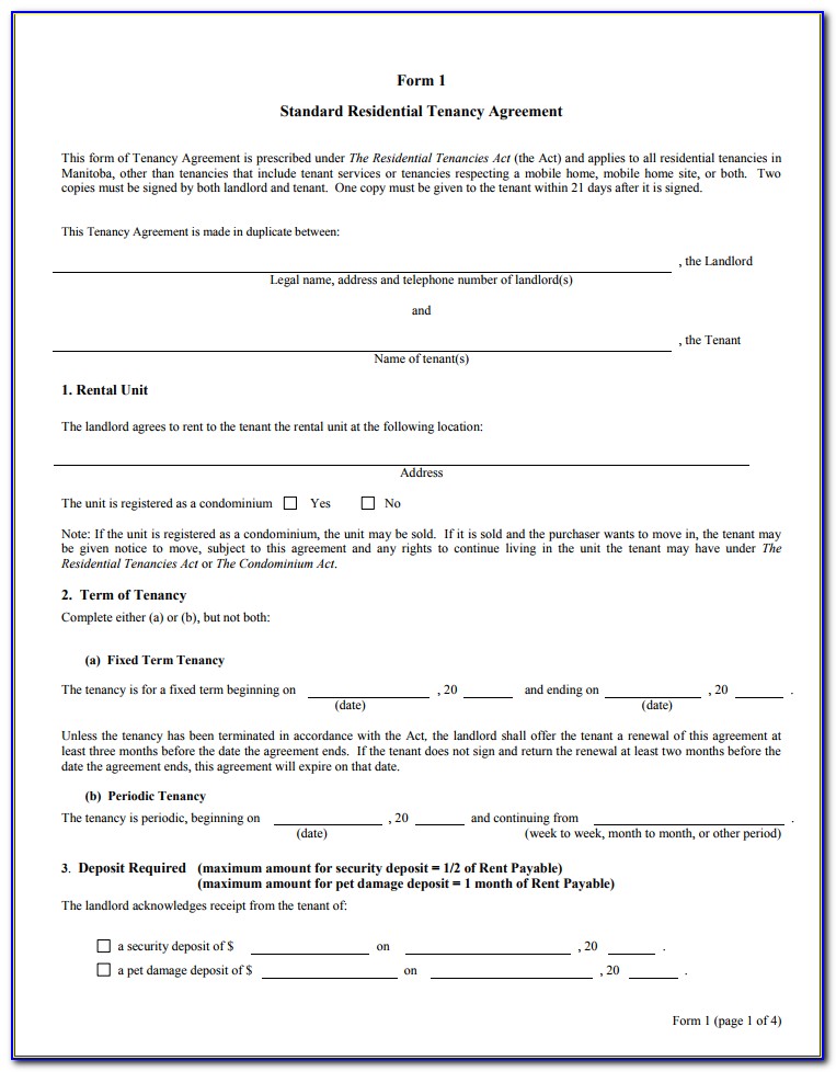 Free Landlord Tenant Lease Agreement Form