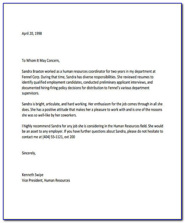 Free Letter Of Recommendation Template For Student