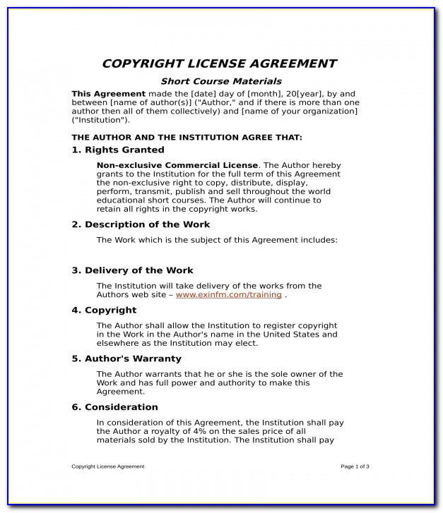 Free Licensing Agreement Sample