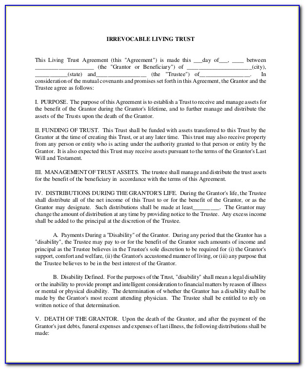 Free Living Trust Forms