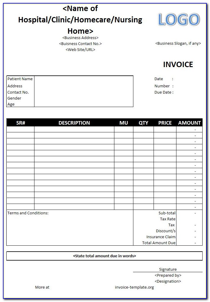 Free Medical Office Invoice Template