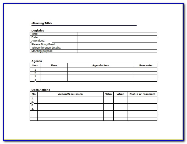 Free Meeting Minutes Template Excel Format