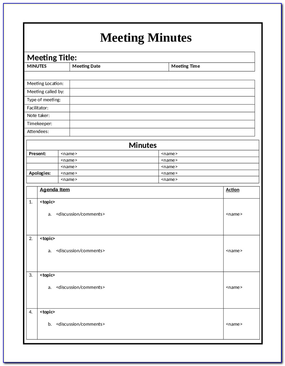 Free Meeting Minutes Template Excel
