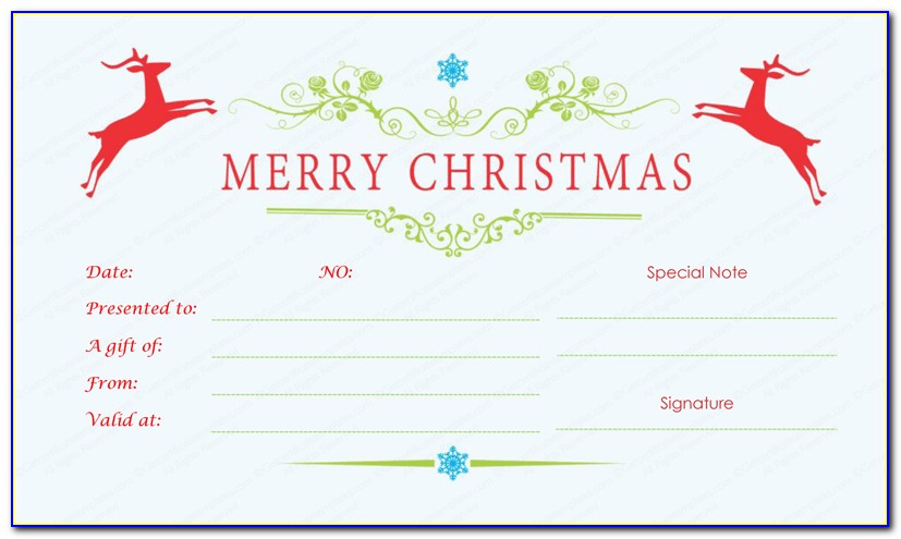 Free Merry Christmas Gift Certificate Templates