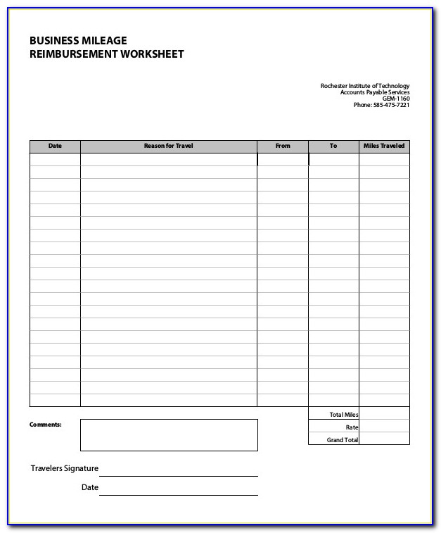 Free Mileage Forms Template