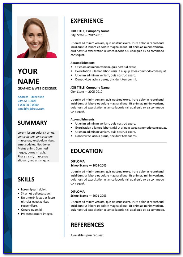 Free Modern Resume Templates For Microsoft Word
