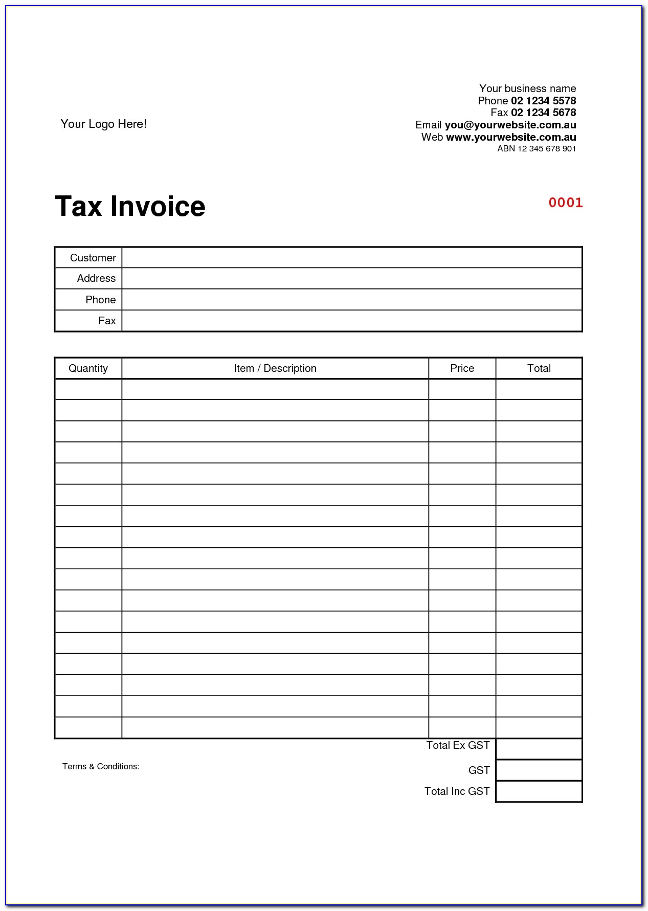 Free Ms Word Invoice Template