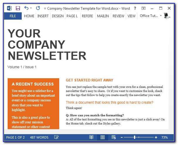 Free Newsletter Templates Microsoft Word