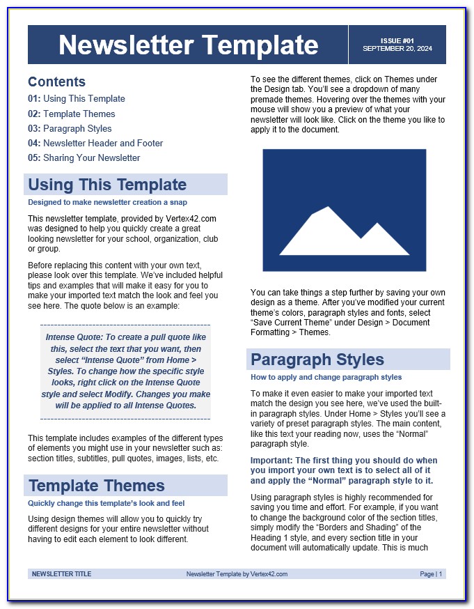 Free Newsletter Templates Word 2010