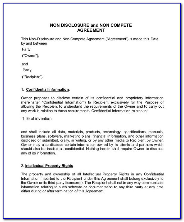 Free Non Disclosure Confidentiality Agreement Template