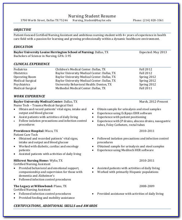 Free Nursing Resume Templates Download