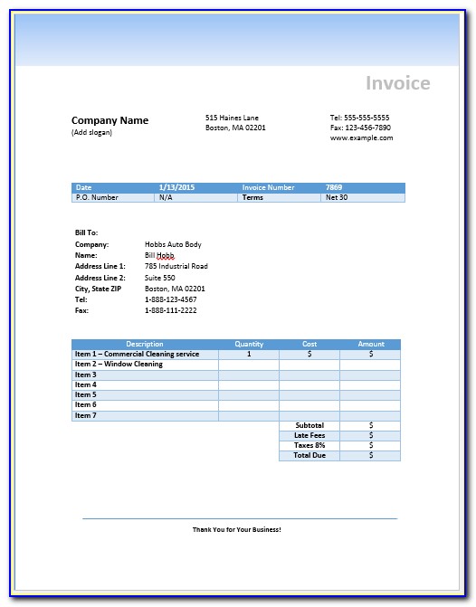 Free Online Invoice Template Pdf