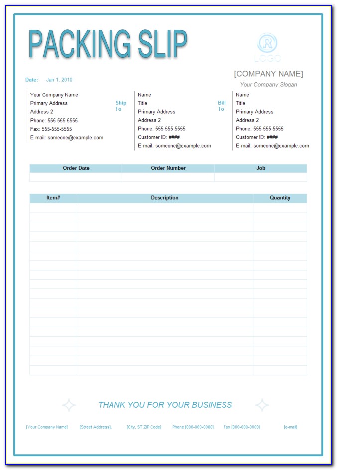 Free Online Packing Slip Template