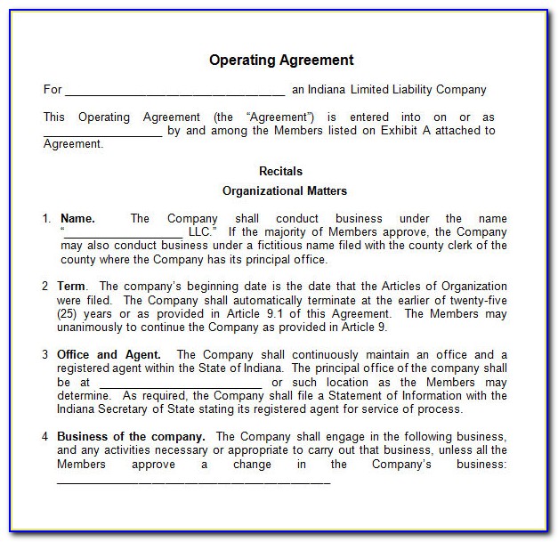 Free Operating Agreement Template Texas