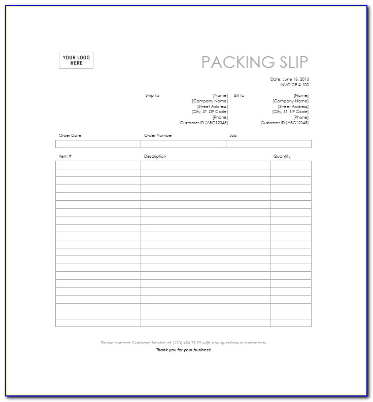 Free Packing Slip Template Excel