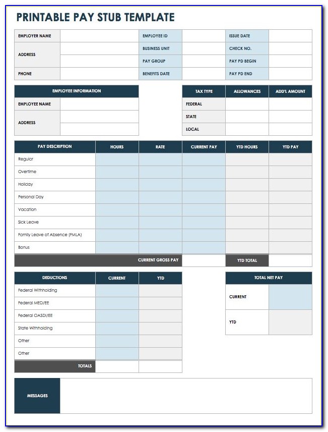 Free Pay Stub Templates Online